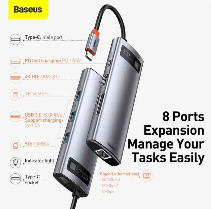 Baseus Starjoy 8 in 1 Type-C Multifunctional Hub